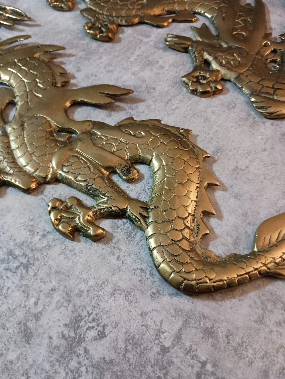 Brass Gold Dragon Wall Decor Pair - Decorative Home Accent 24